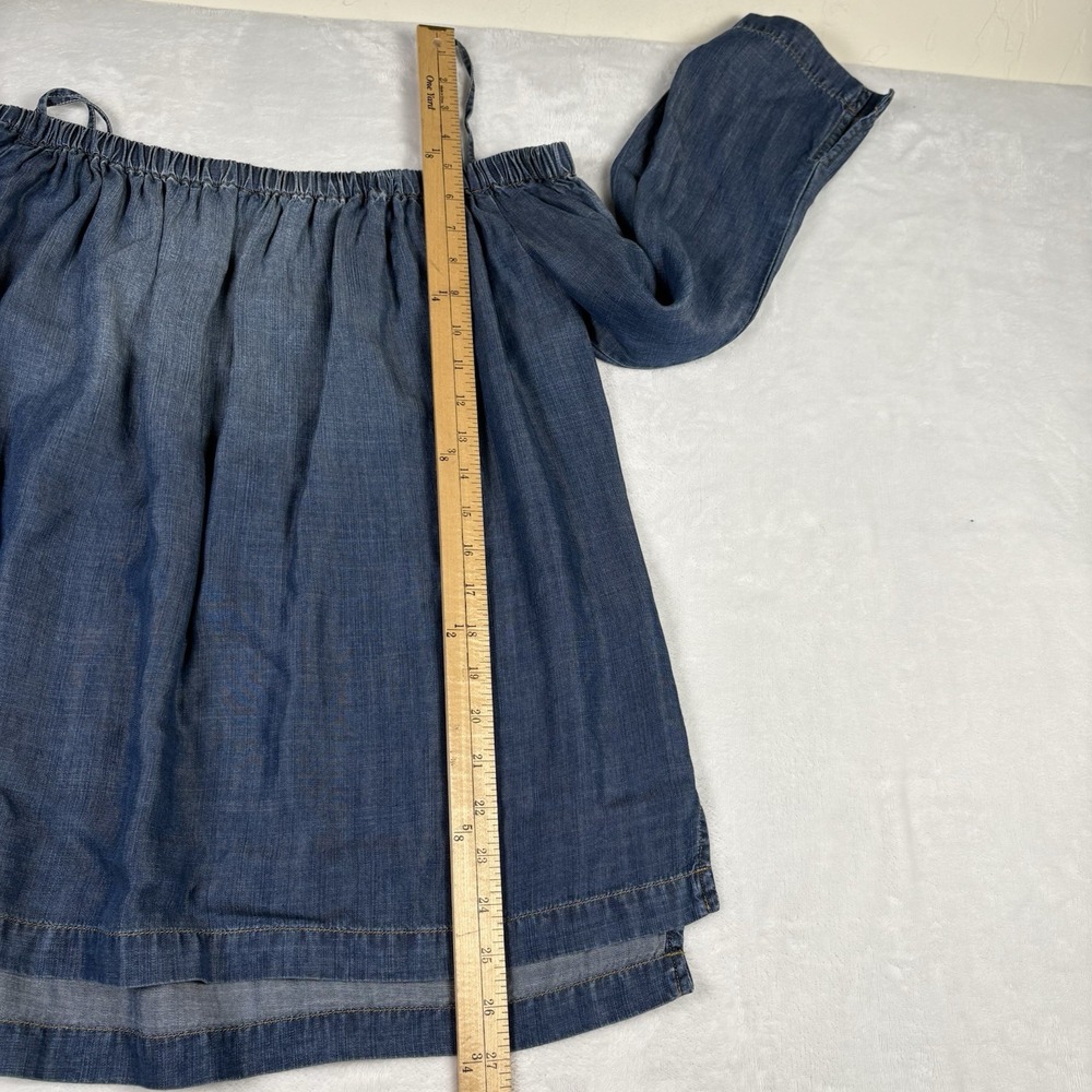 CLOTH & STONE Chambray Off The Shoulder Top Size M‎ 3/4 Sleeve Boho Countrycore - Picture 8 of 9